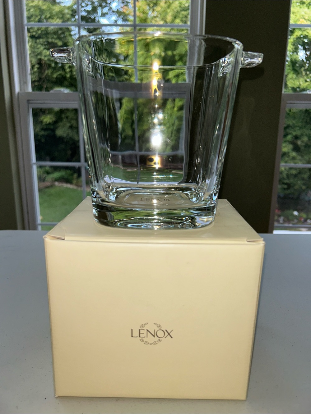 Lenox Clear Glass Ice Bucket with Dual Side Handles
